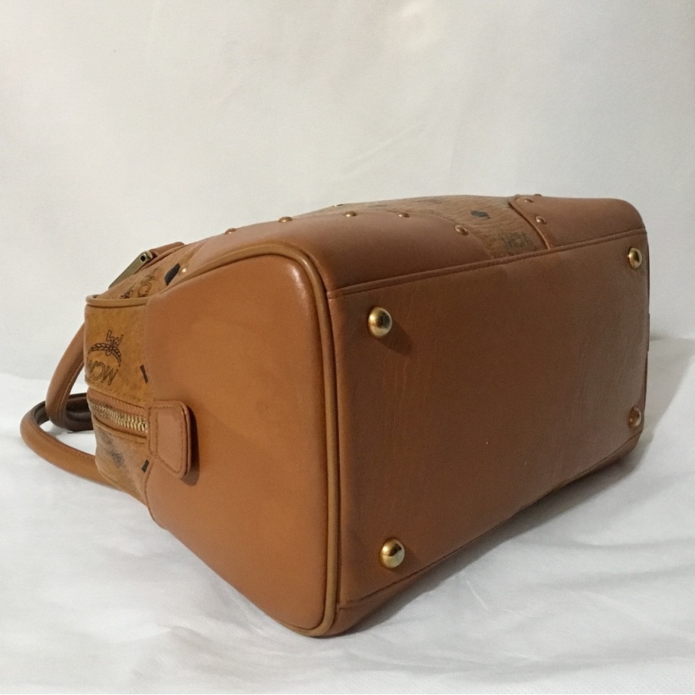 Authentic MCM Cognac Visetos Boston Bag With Dustbag - Picture 8 of 13
